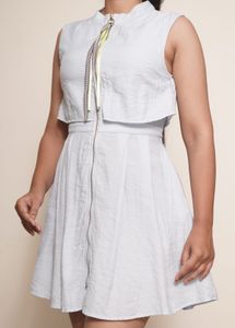 Light Blue Zip-Up Dress