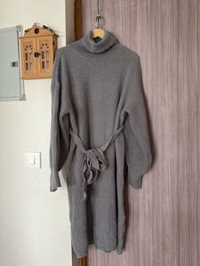 Gray Knit Sweater Dress