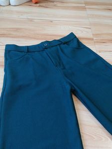 Teal Ribbed Wide Leg Pants/Trousers