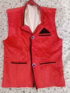 Boys&#39; Ethnic Red Waistcoat