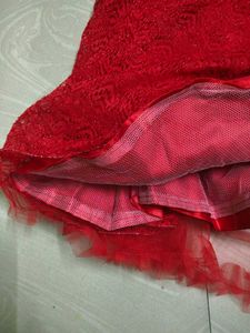 Beautiful Sparkling Red Net Gown for Functions