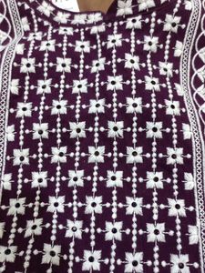 Women Purple Silk Embroidered Tunic