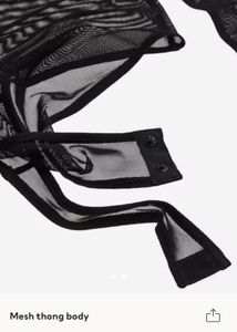 See Through Net Black Thong Bodysuit