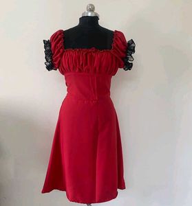 Pretty Red Milkmaid Princess Dress