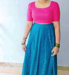 Pink Blouse Pattupavada Its Free