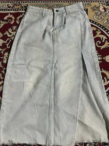 Light Wash Denim Maxi Skirt