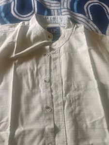 Striped Mandarin Collar Shirt.