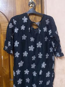 Black And Silver Print Kurti
