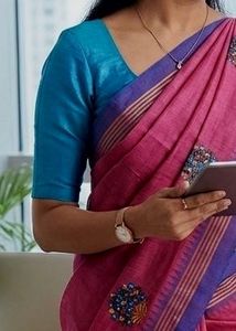 Elegant Pink Embroidered Saree