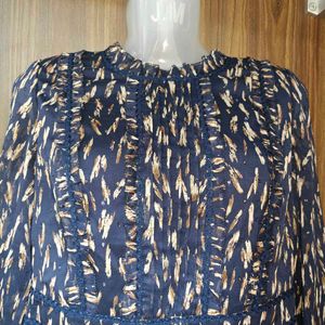 Elegant Blue Printed Dress