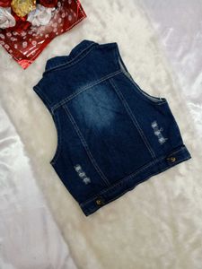 💠 Sleeveless Metallic Denim Vest 💠