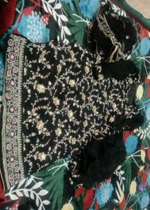 Black Floral Kurta Set