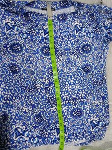 Blue Patterned Cold Shoulder Top