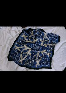 Silk Scarf Top - Elegant Blue Pattern