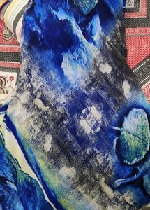 Blue Abstract Print Gown