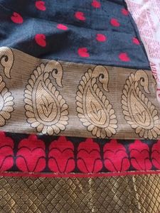 Elegant Black &amp; Red Saree