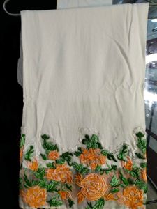 Floral Embroidered White Pants