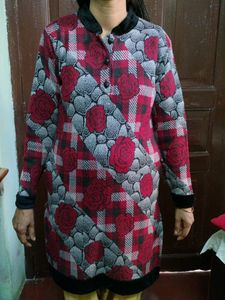 Woolen Beautiful Kurti Flower Print