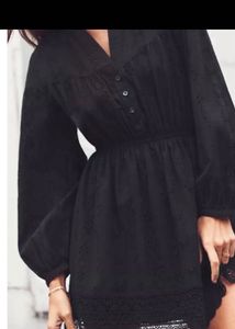 New OneZara Beautiful Cutwork Embroidery Mini Dres