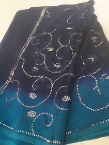 Saree Navy Blue+SkyBlue Sequence Work Floral Print