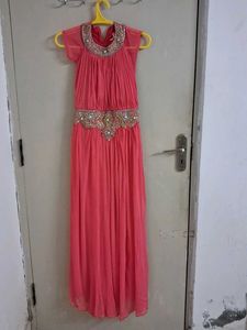Stylish Festive Coral Womens Gown