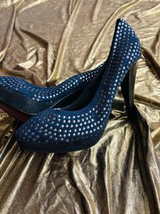 Blue studded heels
