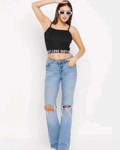 Black &#39;NICE&#39; Crop Top