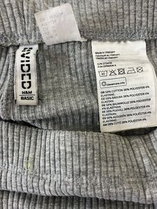 Grey Ribbed Fit And Flare Pants