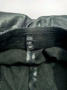 Faux Leather Zipper Leggings Free Sz Fit 28-3