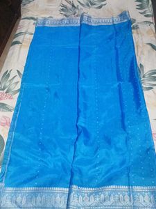 Light Blue Sari with Silver Details