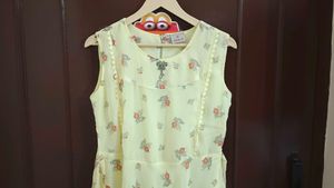 Lemon Yellow Dress With Attached Belt