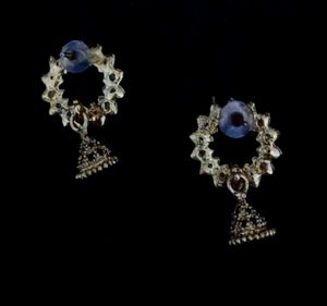 Teal Stone Jhumka Earrings