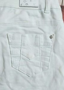 White Ankle Slit Jeans