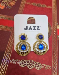 Gold Plated Blue Stone Earrings 🤩⭐️