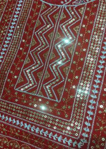 Red Embroidered Kurti Pant Set