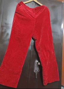 Red🔴 Velvet Trouser Pant For 34 Waist