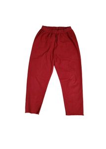 Relaxed Fit Red Elastic Waist Crop Pants