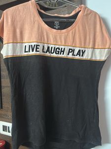 Peach & Black Graphic Tee