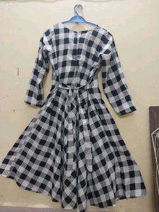 White &amp; Black Check Dress