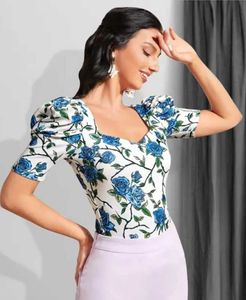 Floral Print Puff Sleeve Top