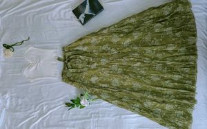 Olive Organza Silk Skirt