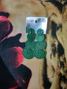 Green Jhumka Earrings