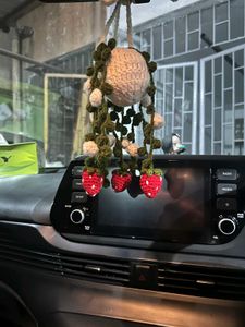Crochet Strawberry Car Charm