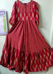 Vibrant Red Anarkali Kurta