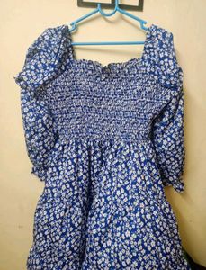 Blue Floral Long Sleeve Dress