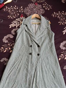 Striped Sleeveless Blazer