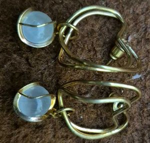 Vintage Gold Tone & Blue Stone Earrings