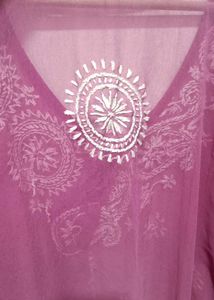 Angarakha Onion Pink Chikankari Kurti