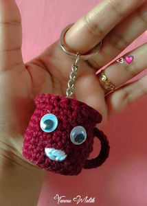 Cute Crocheted Mug Keychain