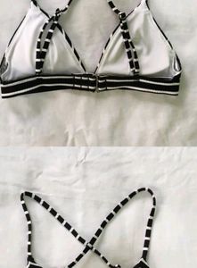 H&amp;m Black/white Stripped Bikini Bra Top